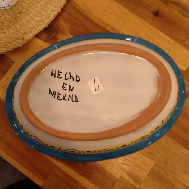 メキシコ　グアナファト焼　楕円深皿　ブルー　大皿　カレー皿　ボウル　サラダボウル　メキシコ料理　