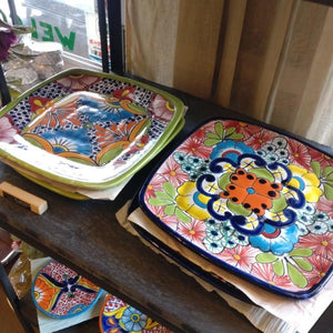 メキシコ　グアナファト焼　楕円深皿　ブルー　大皿　カレー皿　ボウル　サラダボウル　メキシコ料理　