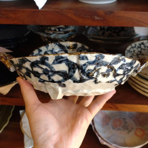 手書きたこ唐草　万能大鉢 大鉢 日本製 美濃焼 和食器 和食　煮物　角皿　小鉢　そば　うどん　麺類　麺鉢