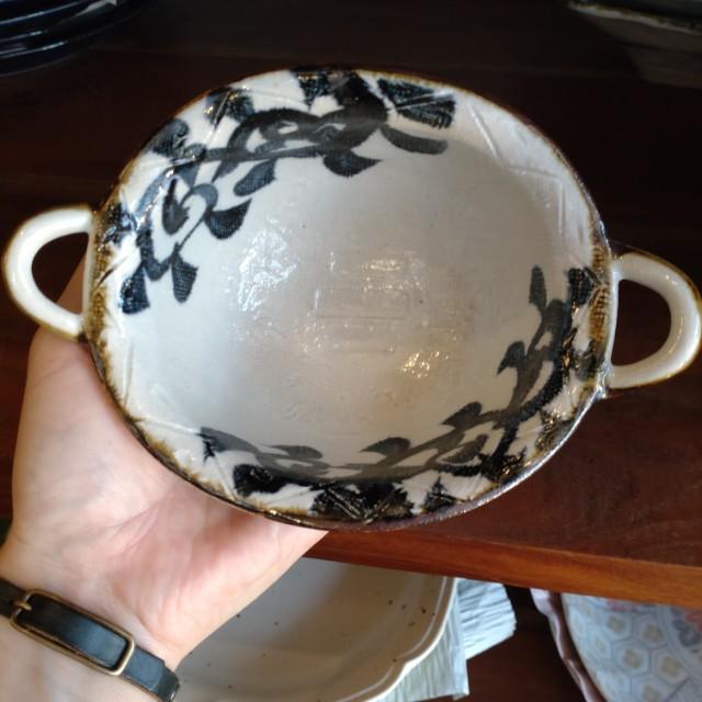 手書きたこ唐草　両手付ブイヨンスープボウル　スープボウル 日本製 美濃焼 和食器 和食　小鉢　