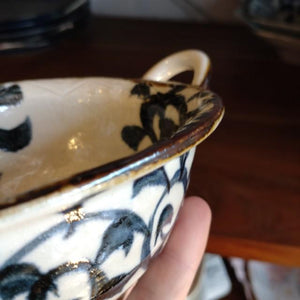 手書きたこ唐草　両手付ブイヨンスープボウル　スープボウル 日本製 美濃焼 和食器 和食　小鉢　