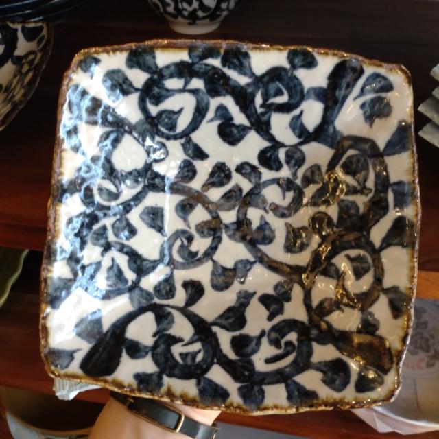 手書きたこ唐草　角型多用鉢 中鉢 日本製 美濃焼 和食器 和食　煮物　角皿　小鉢