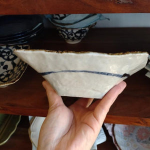 手書きたこ唐草　角型多用鉢 中鉢 日本製 美濃焼 和食器 和食　煮物　角皿　小鉢