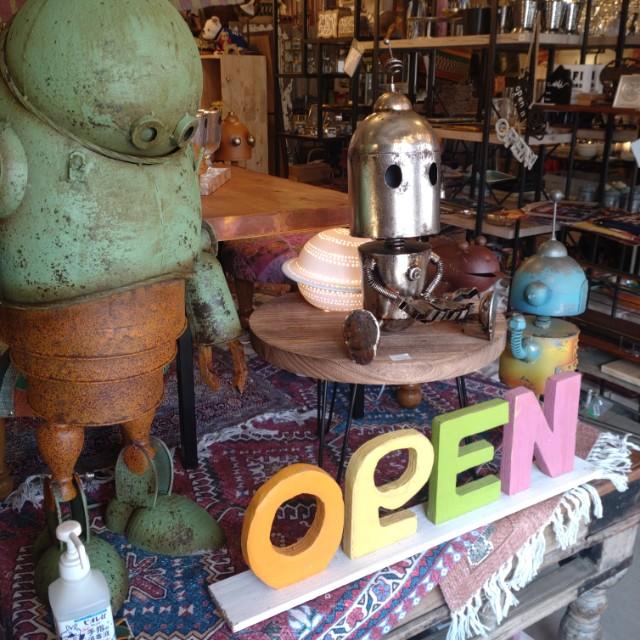 Metal Robo Puppet 　Size M　Gardening Object Robot　Ornaments　Retro　Antique Style　Handmade