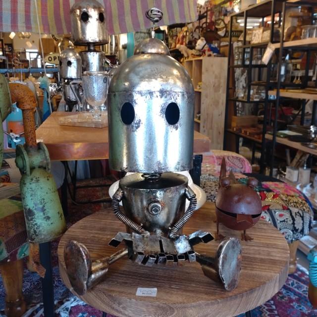 Metal Robo Puppet 　Size M　Gardening Object Robot　Ornaments　Retro　Antique Style　Handmade