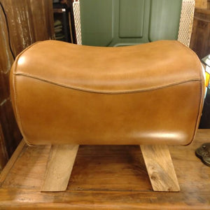 LEATHER WOODEN STOOL Leather Uden Stool Cow Leather Genuine Leather Stool Seat