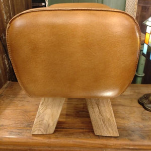 LEATHER WOODEN STOOL Leather Uden Stool Cow Leather Genuine Leather Stool Seat
