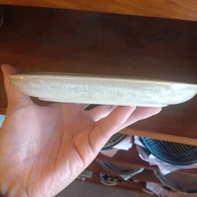 Oval Plate with Striped Mortar Design (Shima-Summon) - Available in 2 Colors - Small, Oval Plate - Japanese Tableware - Mino Ware　