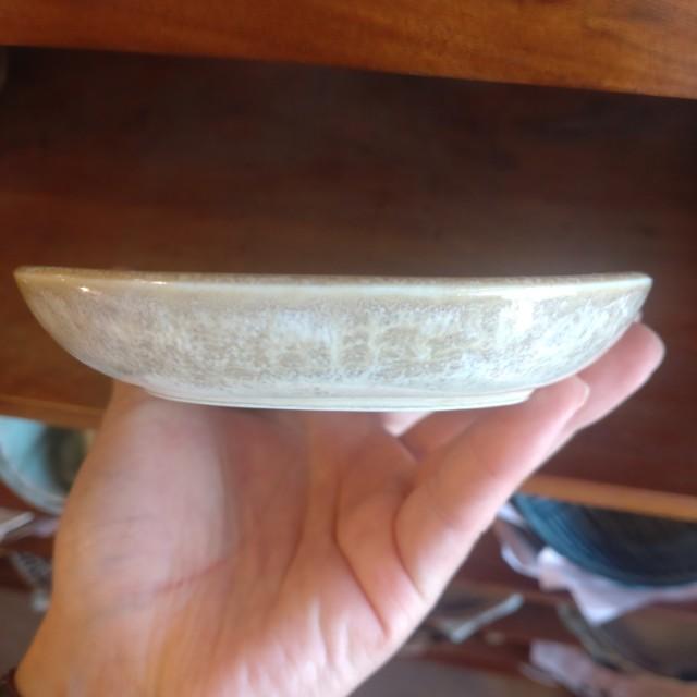 Oval Plate with Striped Mortar Design (Shima-Summon) - Available in 2 Colors - Small, Oval Plate - Japanese Tableware - Mino Ware　