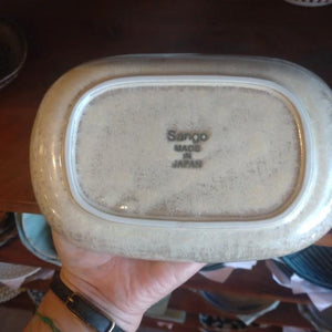 Oval Plate with Striped Mortar Design (Shima-Summon) - Available in 2 Colors - Small, Oval Plate - Japanese Tableware - Mino Ware　