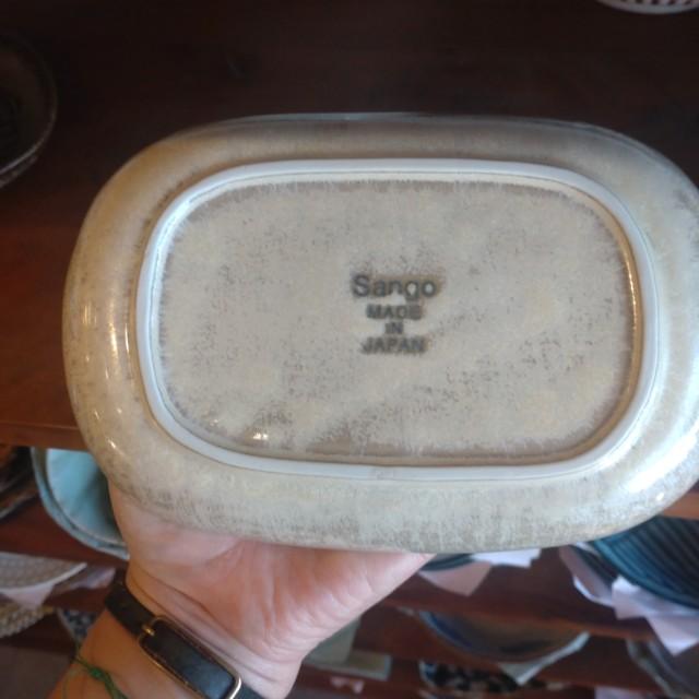 Oval Plate with Striped Mortar Design (Shima-Summon) - Available in 2 Colors - Small, Oval Plate - Japanese Tableware - Mino Ware　