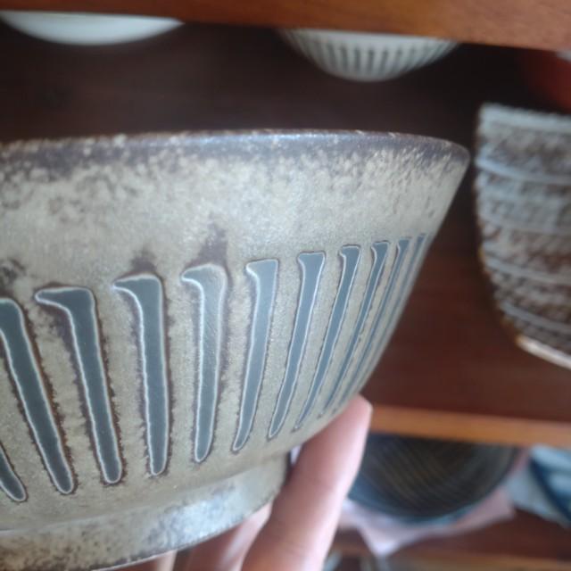 Striped Mortar Design Noodle Bowl, 2 Colors Available, Rice Bowl, Udon, Soba, Japanese Tableware, Mino Ware　