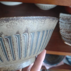 Striped Mortar Design Noodle Bowl, 2 Colors Available, Rice Bowl, Udon, Soba, Japanese Tableware, Mino Ware　
