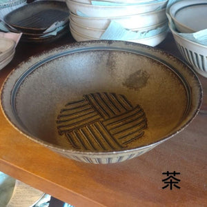 Striped Mortar Design Noodle Bowl, 2 Colors Available, Rice Bowl, Udon, Soba, Japanese Tableware, Mino Ware　
