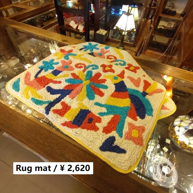 マット オトミ L　40×60　オトミ刺繍　カラフル　マルチカラー　動物　アニマル　玄関　エントランス　ラグマット　インド