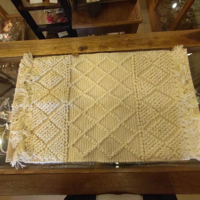 Mat Wool Deco 45x75 Ivory Wool Entrance Rug, India