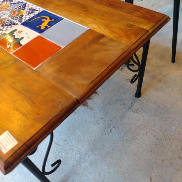 [In-store pickup only] TOPANGA Furniture Acacia Wood Mexican Tile Coffee Table Living Room Interior