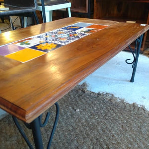 [In-store pickup only] TOPANGA Furniture Acacia Wood Mexican Tile Coffee Table Living Room Interior