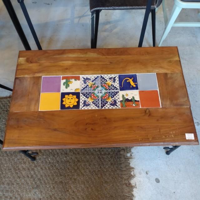 [In-store pickup only] TOPANGA Furniture Acacia Wood Mexican Tile Coffee Table Living Room Interior