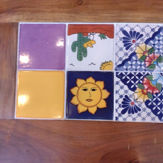 [In-store pickup only] TOPANGA Furniture Acacia Wood Mexican Tile Coffee Table Living Room Interior