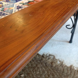 [In-store pickup only] TOPANGA Furniture Acacia Wood Mexican Tile Coffee Table Living Room Interior
