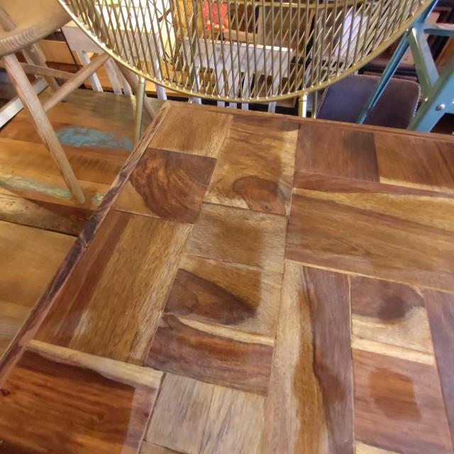 TOPANGA Furniture Sheesham Wood Marquetry Square Coffee Table (In-Store Pickup Only) Living Room Decor