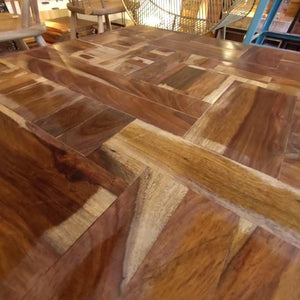 TOPANGA Furniture Sheesham Wood Marquetry Square Coffee Table (In-Store Pickup Only) Living Room Decor