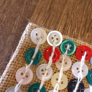 TOPANGA Kitchen Jute Button Square Coaster, 10x10cm, Jute Button, Colorful　