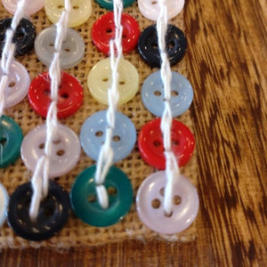 TOPANGA Kitchen Jute Button Square Coaster, 10x10cm, Jute Button, Colorful　