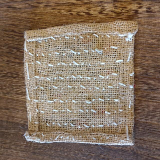 TOPANGA Kitchen Jute Button Square Coaster, 10x10cm, Jute Button, Colorful　