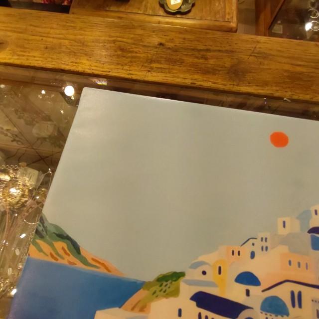 TOPANGA Zakka 地中海アートポスター　ギリシャサントリーニ島　インテリア　壁掛け　置き型　空間演出　アート　　