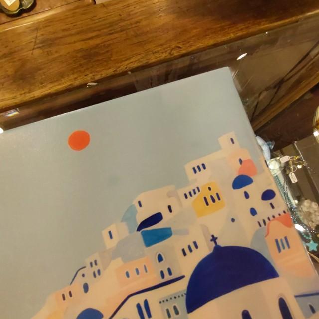 TOPANGA Zakka 地中海アートポスター　ギリシャサントリーニ島　インテリア　壁掛け　置き型　空間演出　アート　　