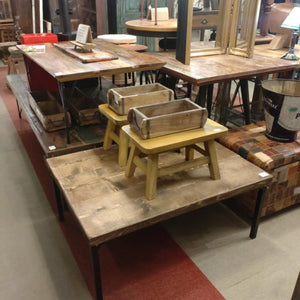 TOPANGA　Furniture　Old Wood Folding W91×D68×H39 Table Anteique Vintage Feel Low Table