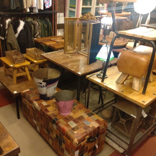 TOPANGA　Furniture　Old Wood Folding W91×D68×H39 Table Anteique Vintage Feel Low Table