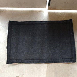 TOPANGA Homefurnishing Denim Leather Patch Rug, Beige, 50x80cm, Genuine Leather, Cowhide Leather, Doormat