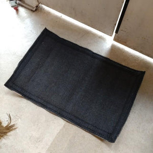 TOPANGA Homefurnishing Denim Leather Patch Rug, Beige, 50x80cm, Genuine Leather, Cowhide Leather, Doormat