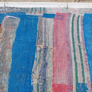 ヴィンテージラリーキルト　26000-2　140×180cm　ベッドカバー　マルチカバー　1点もの　ブルーストライプ