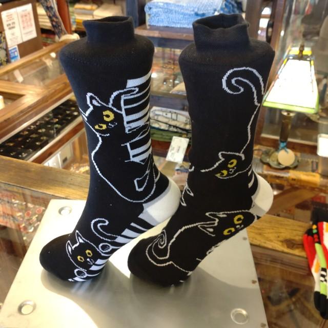 TOPANGA Socks　Lady's 　CAT　PLAING　THE PIANO　BLACKCAT　MUSIC GIFT　PRESENT