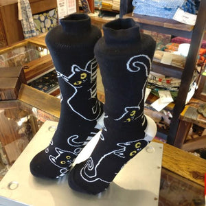 TOPANGA Socks　Lady's 　CAT　PLAING　THE PIANO　BLACKCAT　MUSIC GIFT　PRESENT
