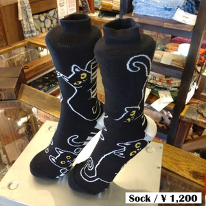 TOPANGA Socks　Lady's 　CAT　PLAING　THE PIANO　BLACKCAT　MUSIC GIFT　PRESENT