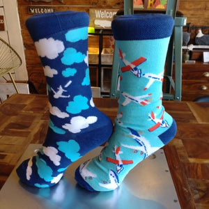 TOPANGA Socks Lady's AIRPLANE PLANE ADOBE THE CLOUDS FLY IN THE SKY GIFT PRESENT