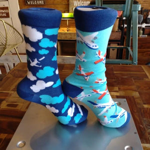 TOPANGA Socks Lady's AIRPLANE PLANE ADOBE THE CLOUDS FLY IN THE SKY GIFT PRESENT