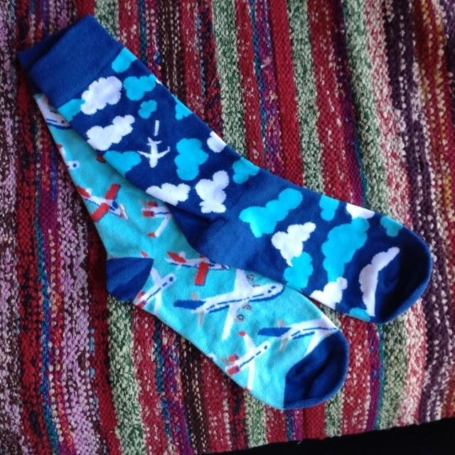 TOPANGA Socks Lady's AIRPLANE PLANE ADOBE THE CLOUDS FLY IN THE SKY GIFT PRESENT