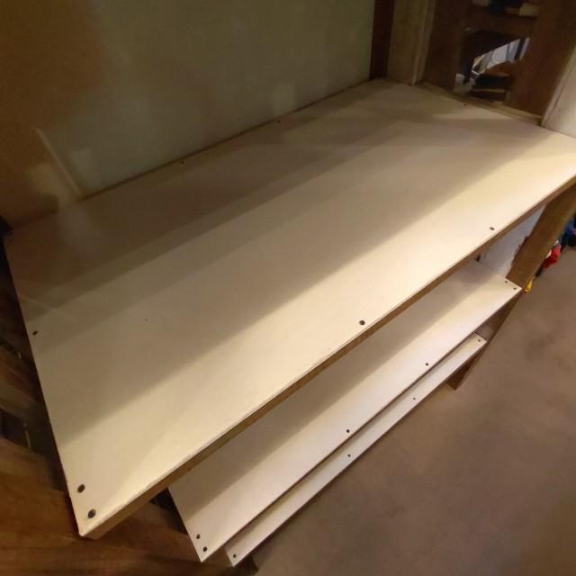 【店頭受取専用商品】TOPANGA　Furniture　アンティーク窓とチークウッドの5段シェルフ　ディスプレイ　什器　インテリア　