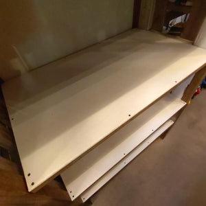 【店頭受取専用商品】TOPANGA　Furniture　アンティーク窓とチークウッドの5段シェルフ　ディスプレイ　什器　インテリア　