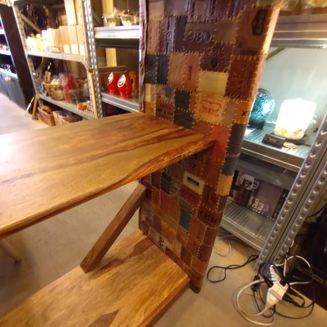 【店頭受取専用商品】TOPANGA　Furniture　シーシャムウッドレザーパッチワーク5段シェルフ　ディスプレイ　什器　インテリア　
