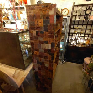 【店頭受取専用商品】TOPANGA　Furniture　シーシャムウッドレザーパッチワーク5段シェルフ　ディスプレイ　什器　インテリア　