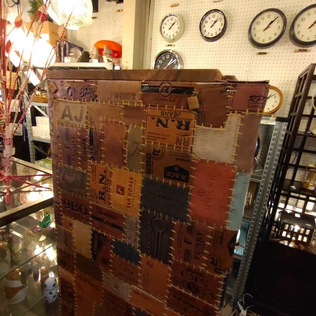 【店頭受取専用商品】TOPANGA　Furniture　シーシャムウッドレザーパッチワーク5段シェルフ　ディスプレイ　什器　インテリア　
