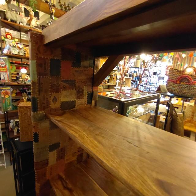 【店頭受取専用商品】TOPANGA　Furniture　シーシャムウッドレザーパッチワーク5段シェルフ　ディスプレイ　什器　インテリア　