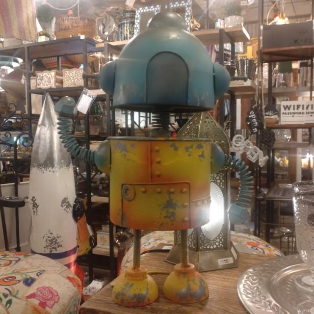 GARDEN OBJECT plump blue ROBOT　GARDEN EYECATCHING　HANDMADE 　ANTIQUE　VINTAGE　RETRO